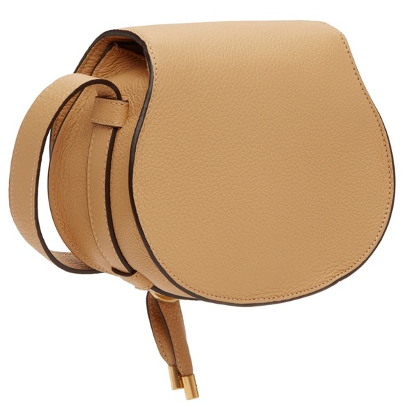 ❌SOLD❌ NEW CHLOE MARCIE TAN LEATHER SMALL SADDLE CROSSBODY BAG PURSE NWT - Picture 4 of 16